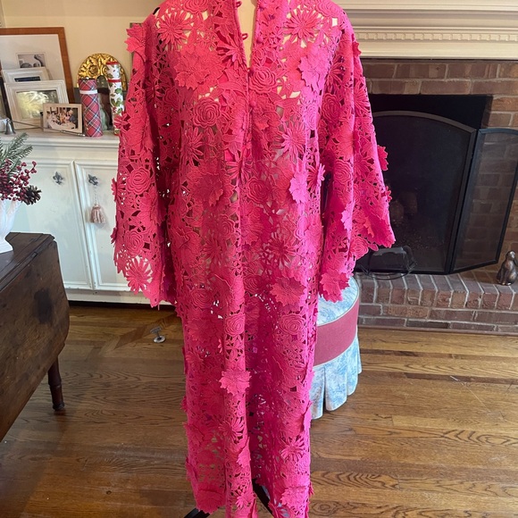 La Vie Style House 3D Maxi Kaftan, Hot pink, ONE Size fits most - Picture 4 of 10